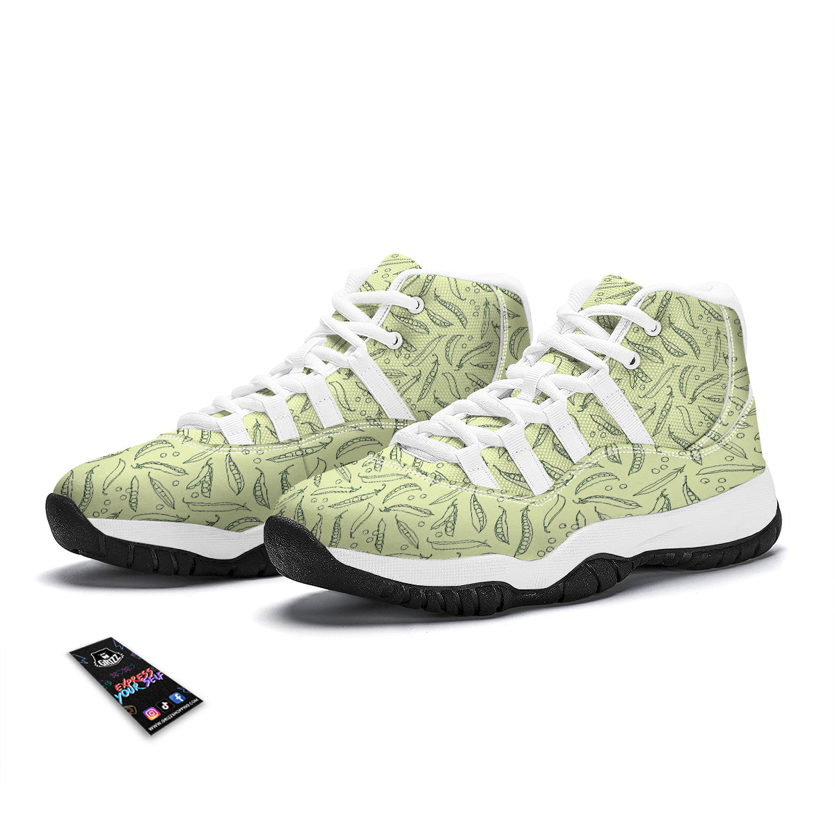 Drawing Peas Print Pattern White Bball Shoes-grizzshop