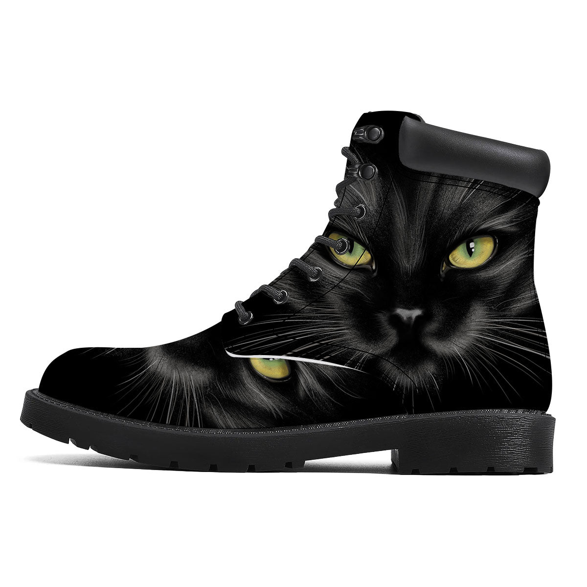 Drawing Portrait Black Cat Print Boots-grizzshop