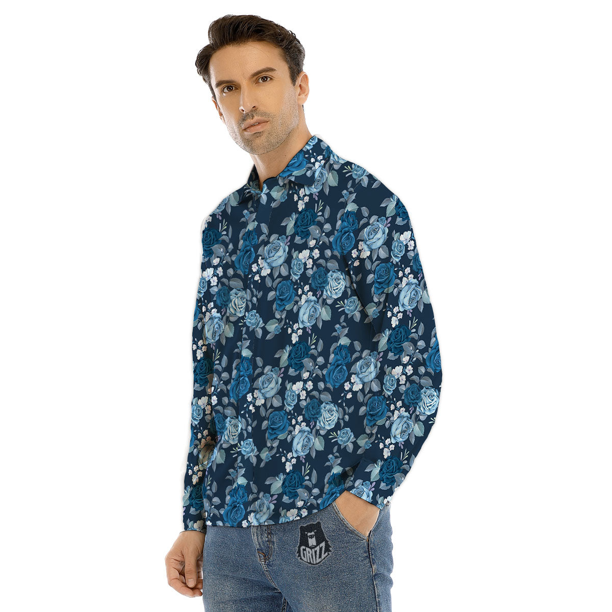 Drawing Portrait Black Cat Print Men's Dress Shirts-grizzshop