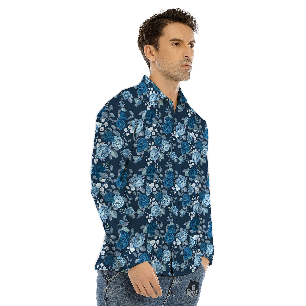 Drawing Portrait Black Cat Print Men's Dress Shirts-grizzshop