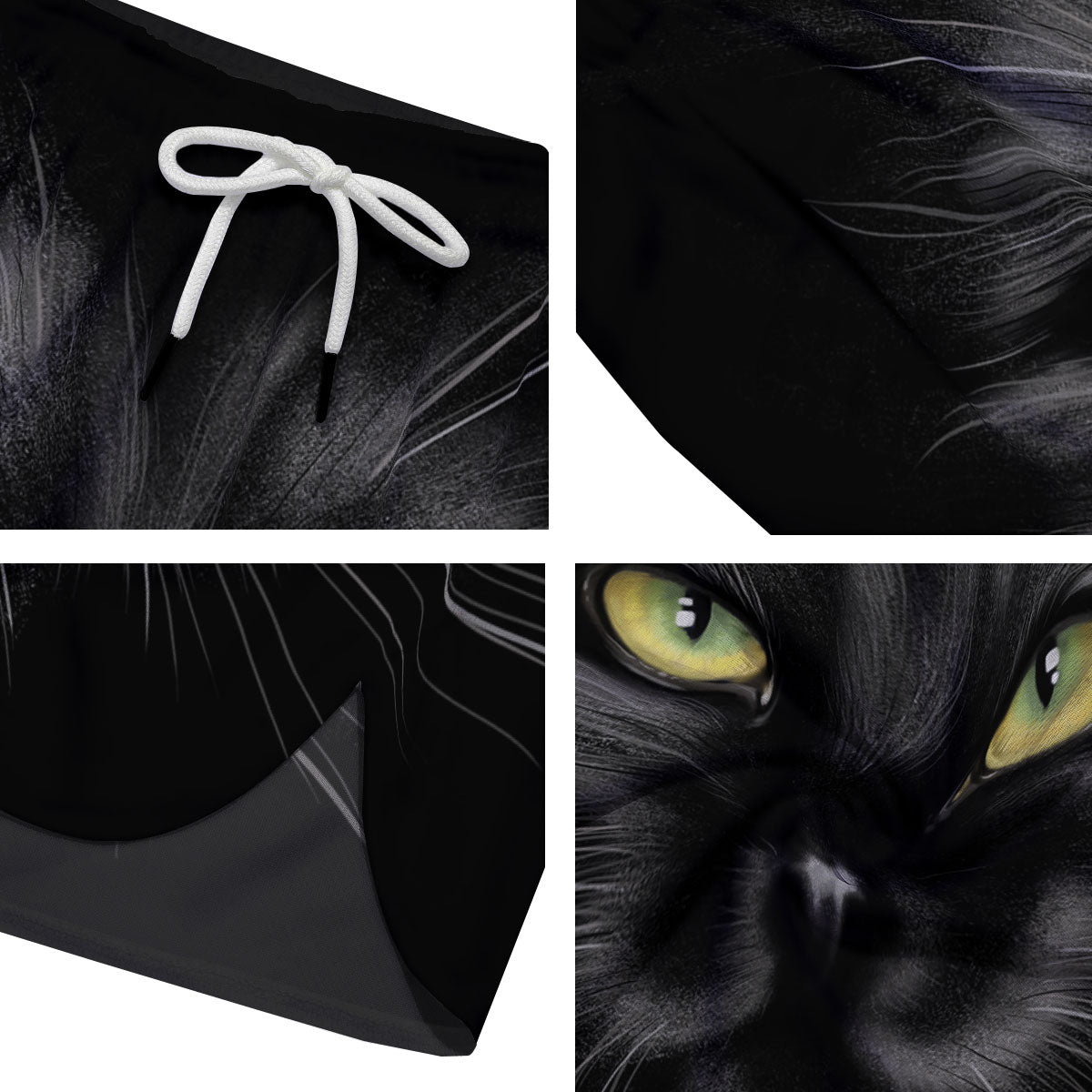 Drawing Portrait Black Cat Print Men's Running Shorts-grizzshop