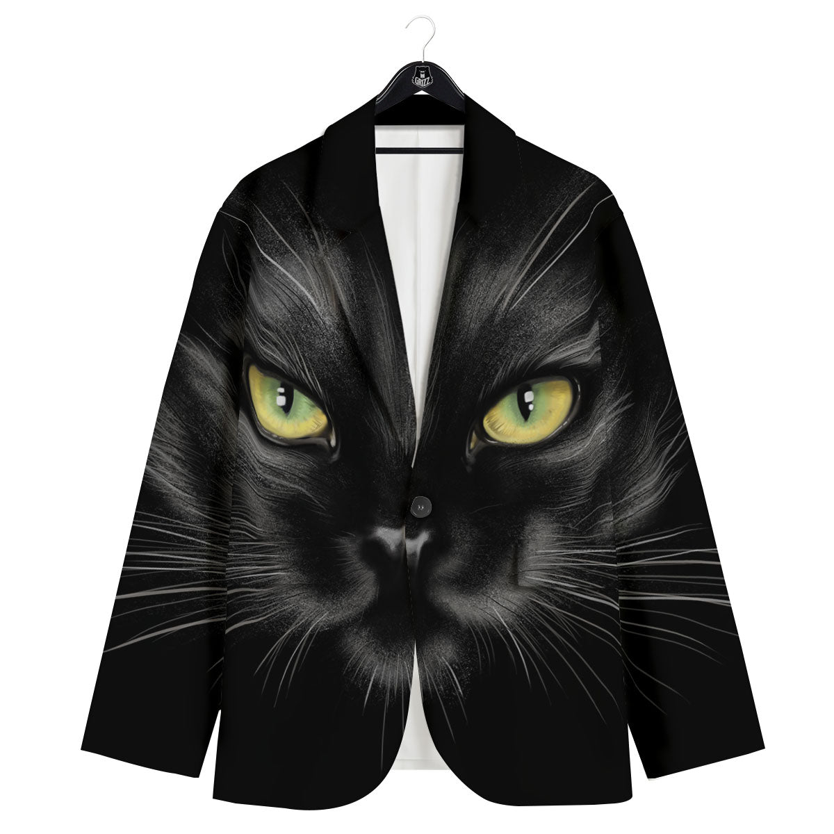 Drawing Portrait Black Cat Print Men's Sport Coat-grizzshop