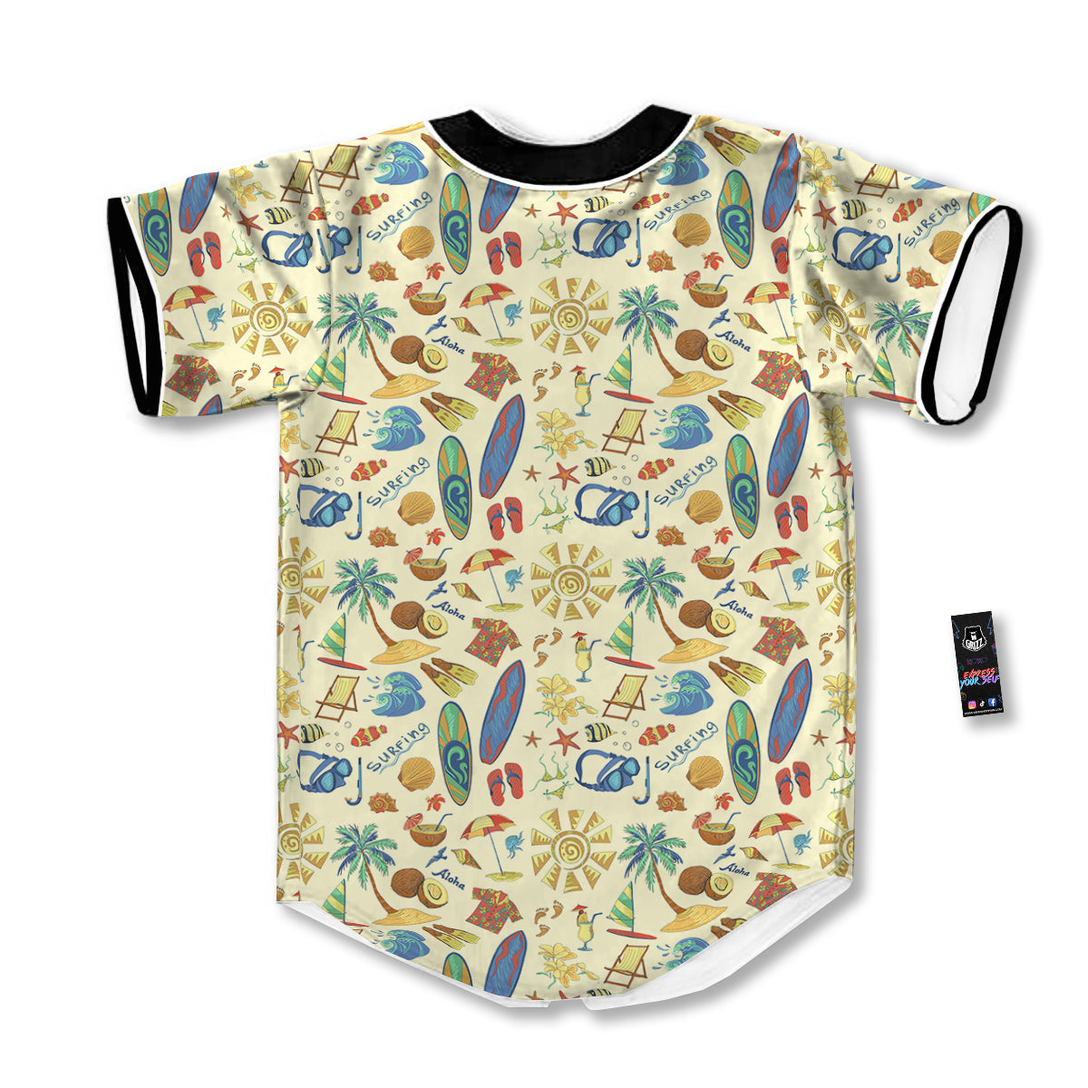 Drawing Summer Color Print Pattern Baseball Jersey-grizzshop