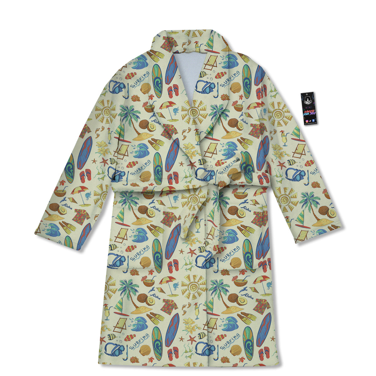 Drawing Summer Color Print Pattern Bathrobe-grizzshop