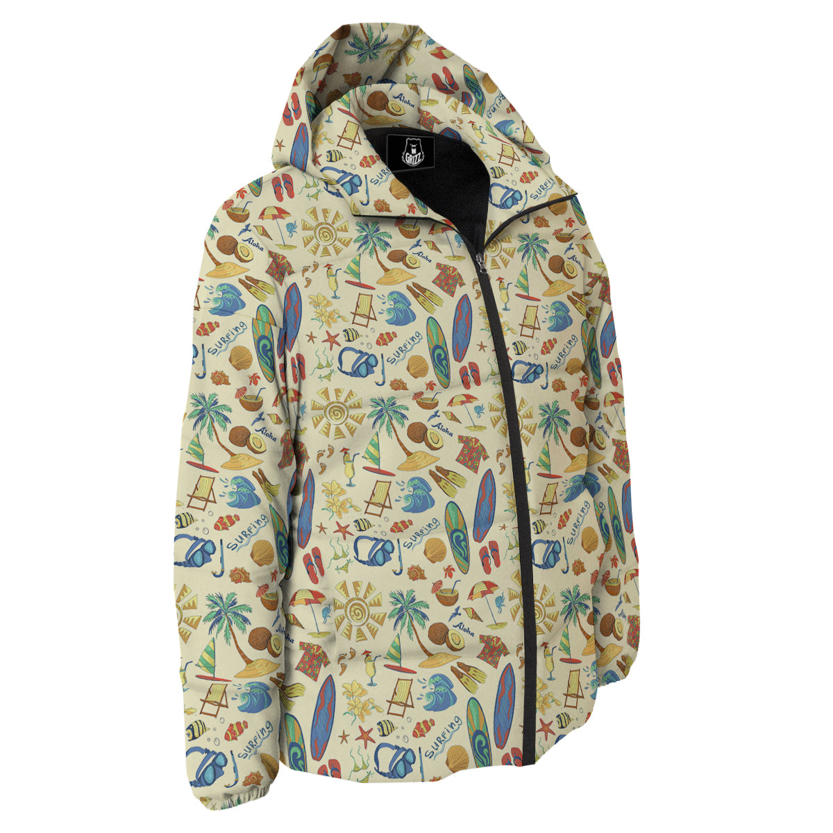 Drawing Summer Color Print Pattern Down Jacket-grizzshop
