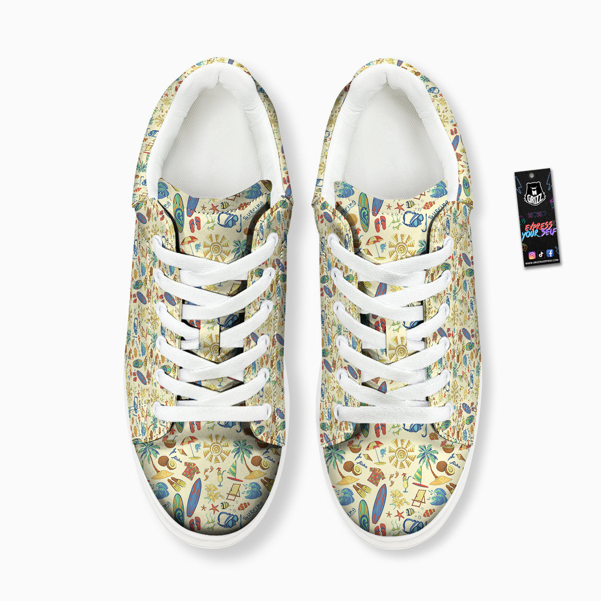 Drawing Summer Color Print Pattern Platform Shoes-grizzshop