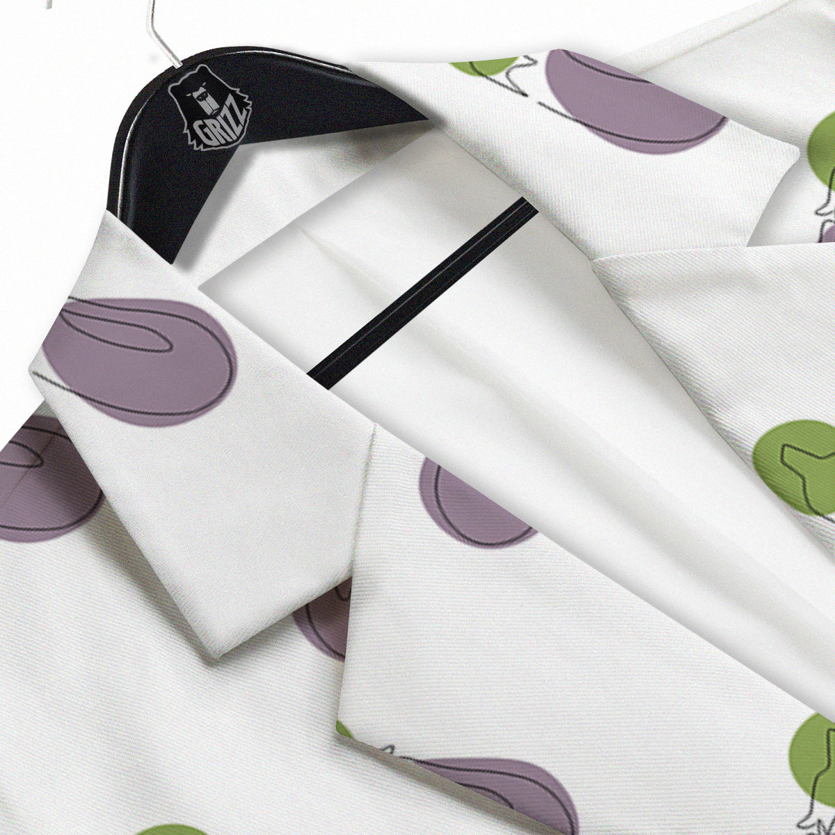 Drawing White Eggplant Print Pattern Men's Sport Coat-grizzshop