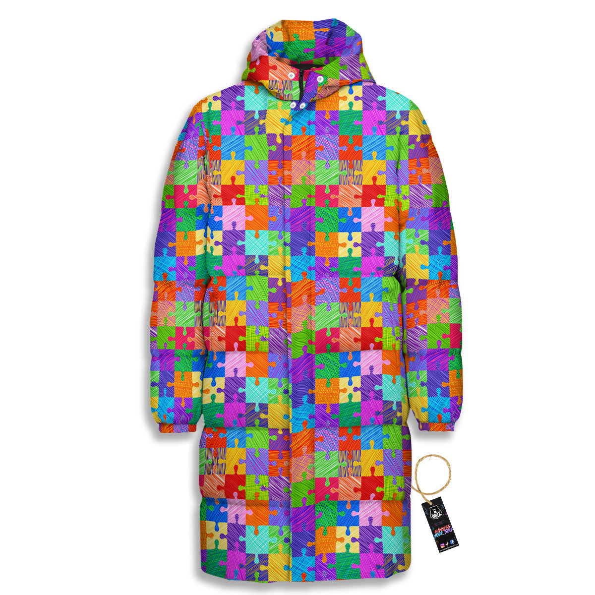 Drawing Autism Awareness Print Long Down Jacket