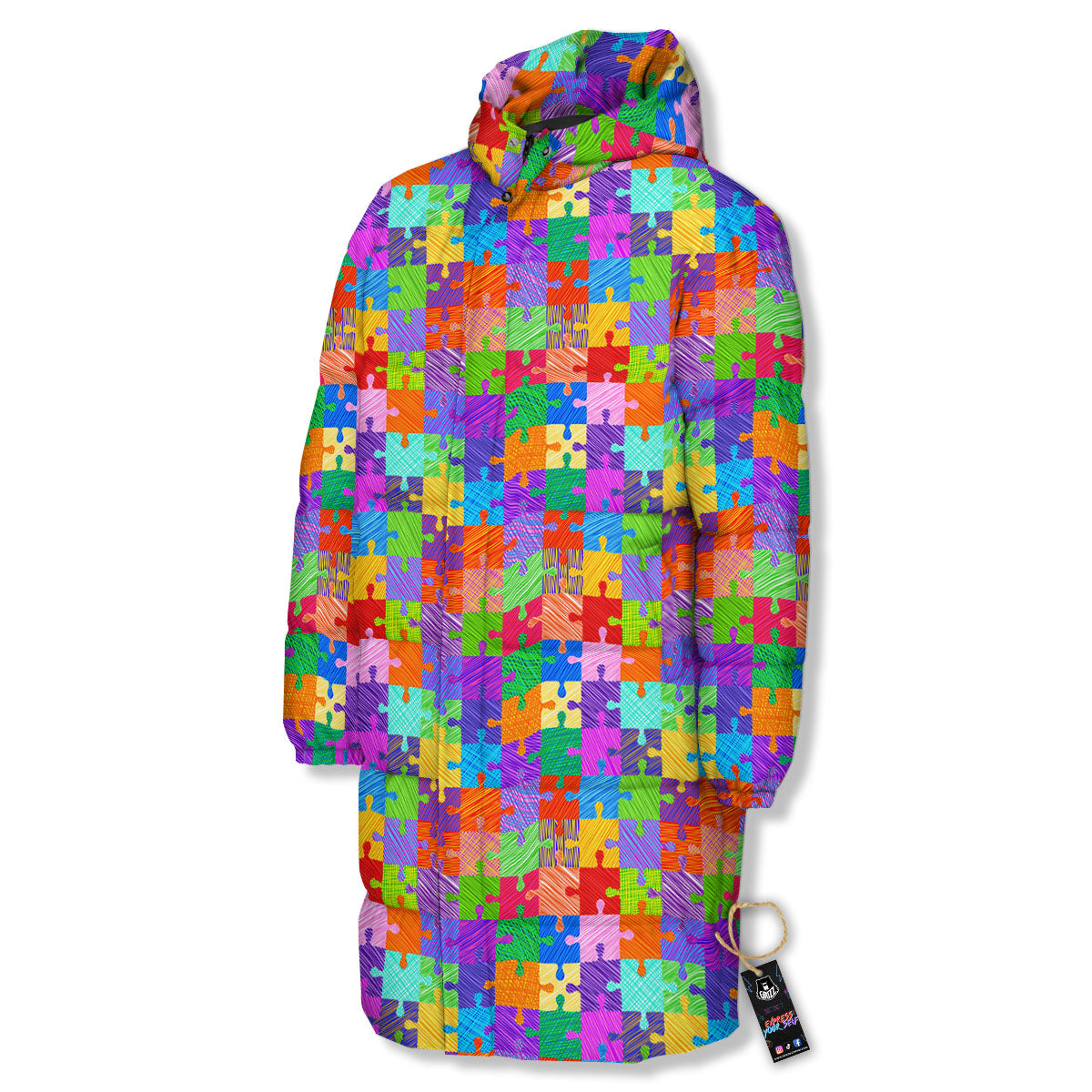 Drawing Autism Awareness Print Long Down Jacket