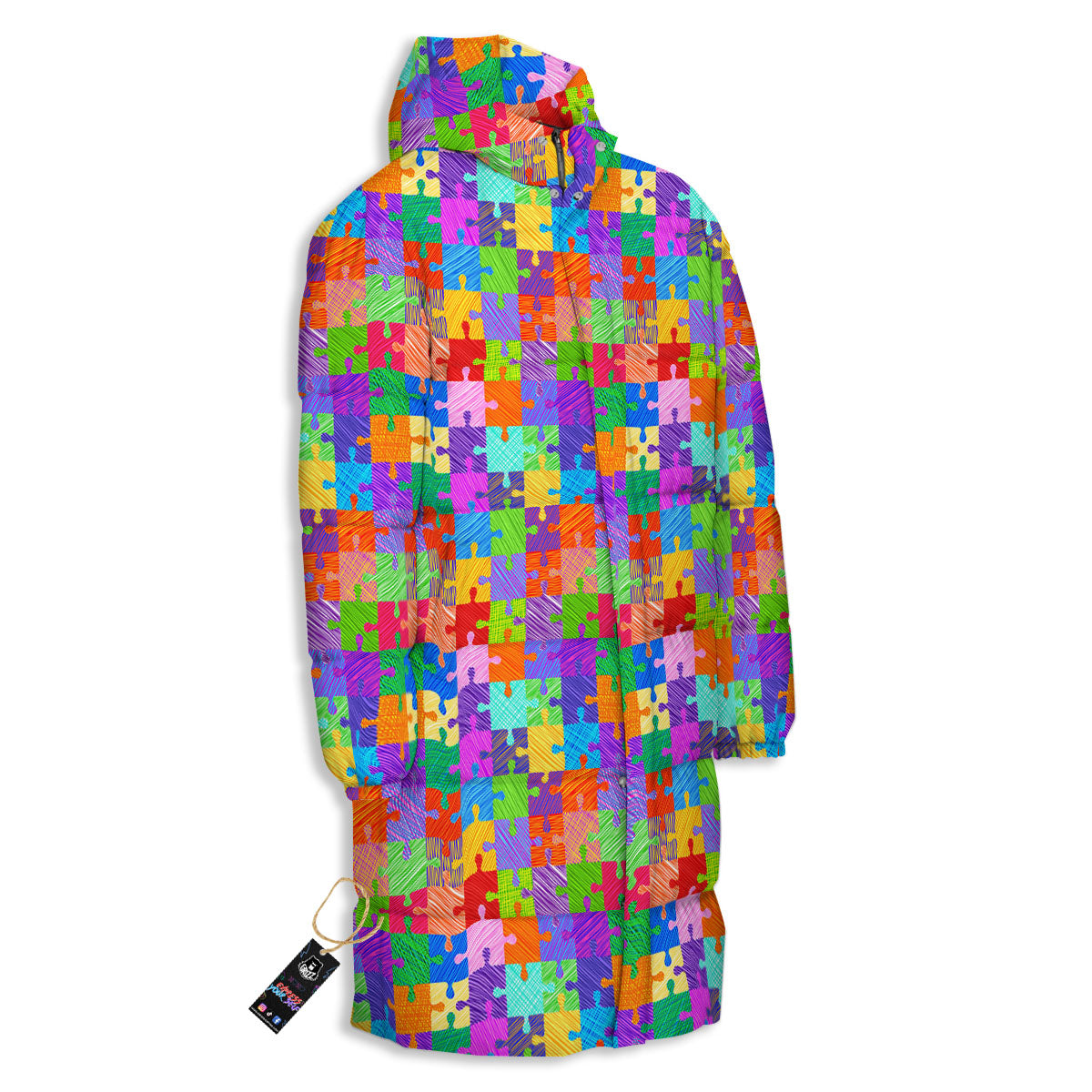 Drawing Autism Awareness Print Long Down Jacket