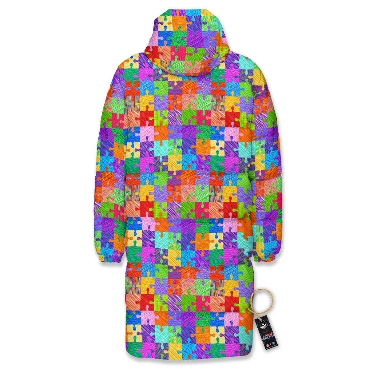 Drawing Autism Awareness Print Long Down Jacket