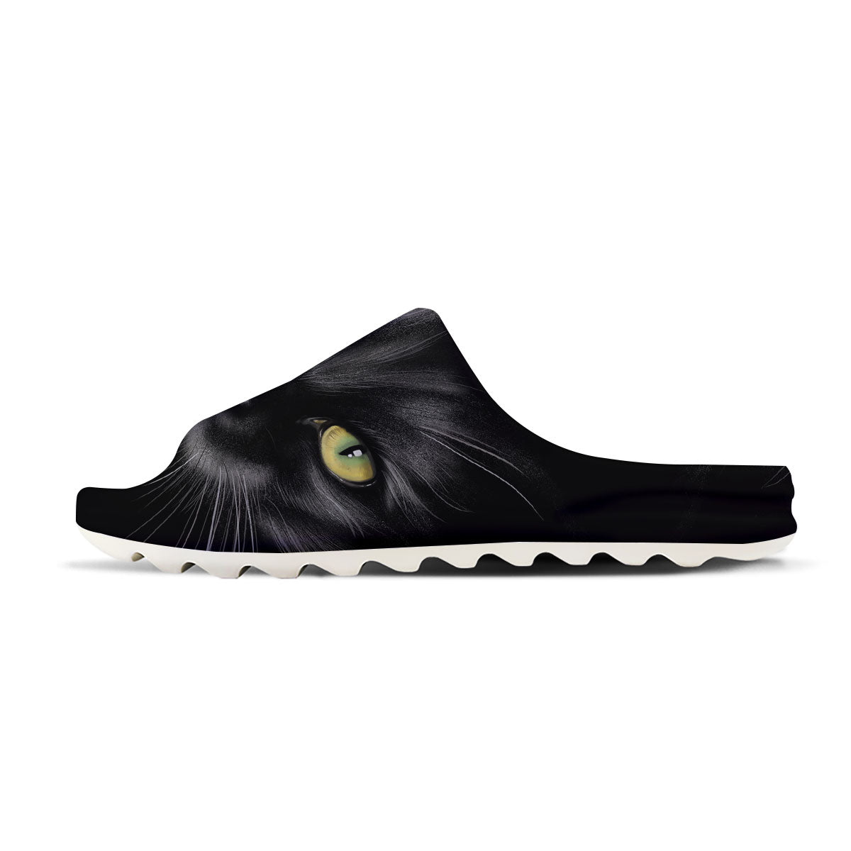 Drawing Portrait Black Cat Print Sandals-grizzshop