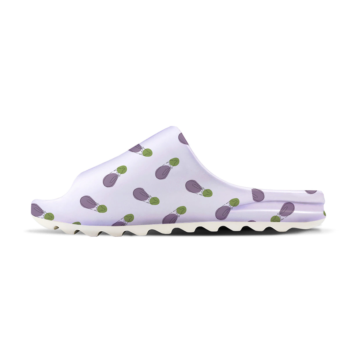 Drawing White Eggplant Print Pattern Sandals-grizzshop