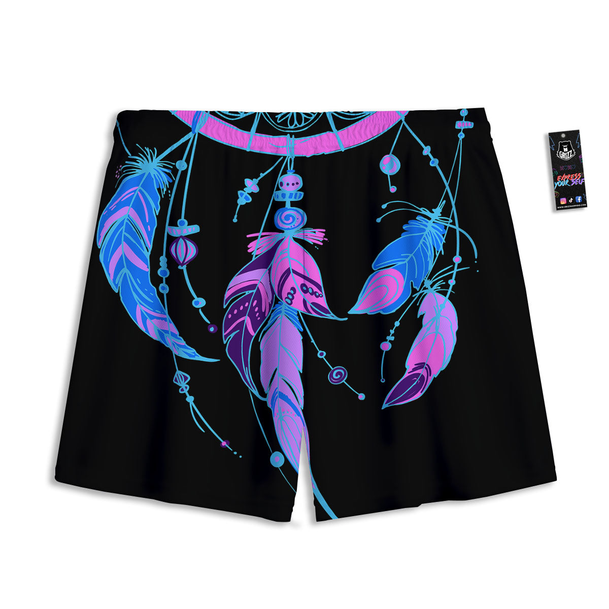 Dream Catcher Blue And Purple Black Print Mesh Shorts