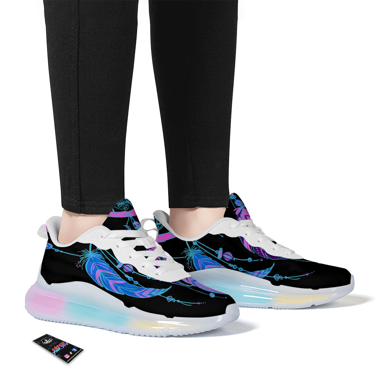 Dream Catcher Blue And Purple Black Print Running Sneakers-grizzshop