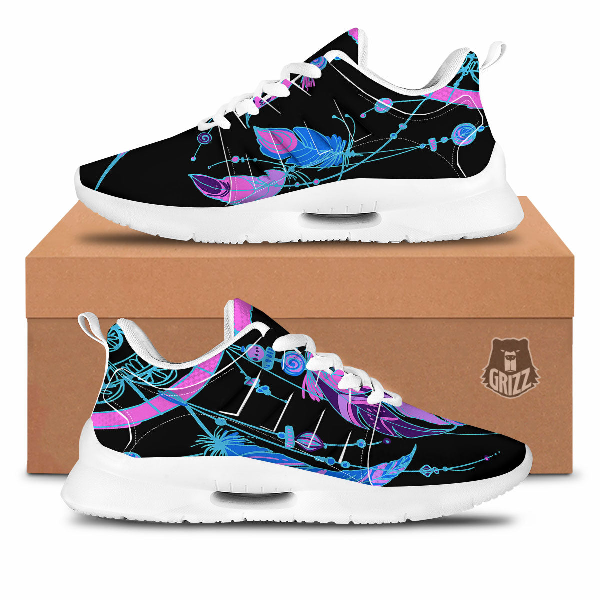 Dream Catcher Blue And Purple Black Print Tennis Shoes-grizzshop