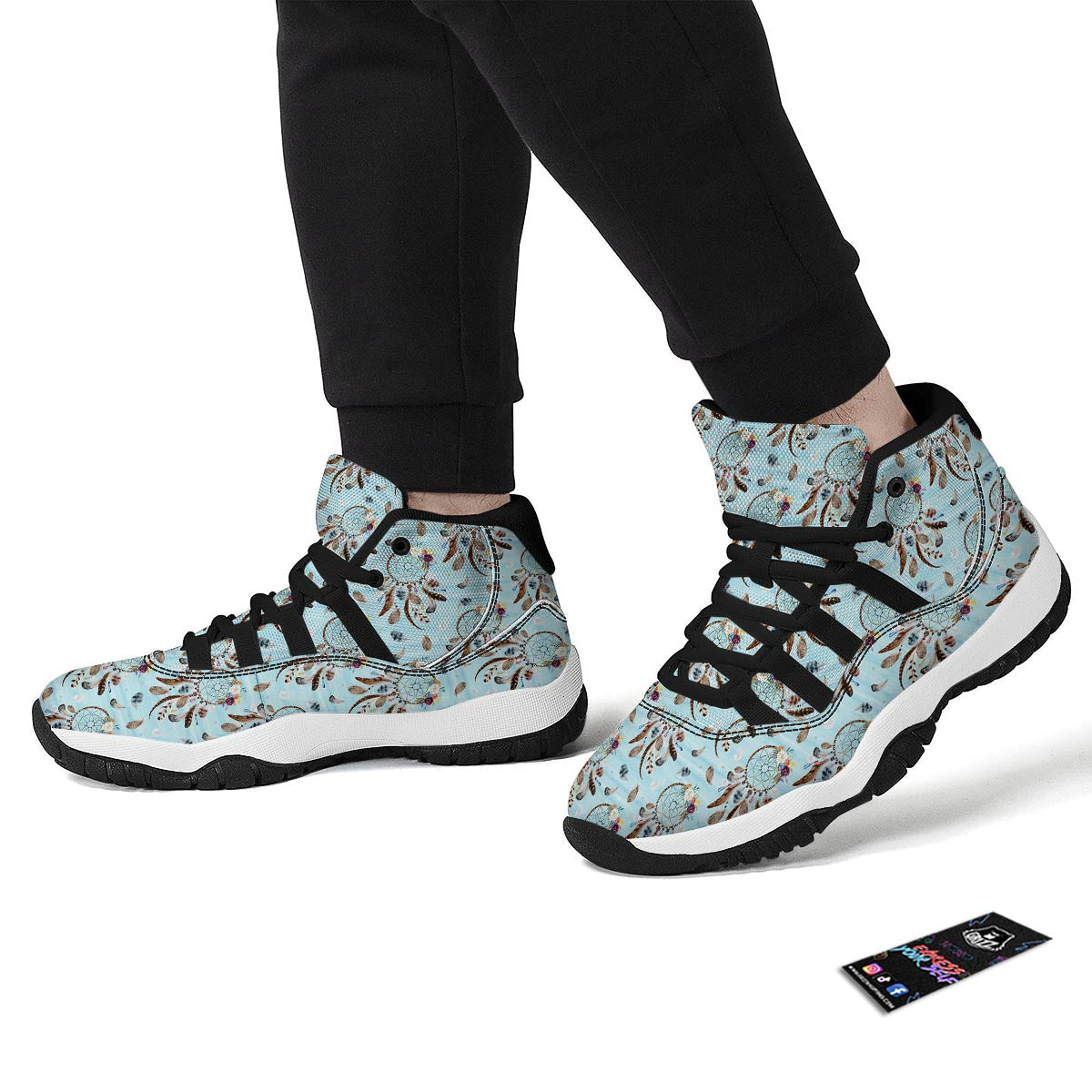 Dream Catcher Blue Feather Black Bball Shoes-grizzshop