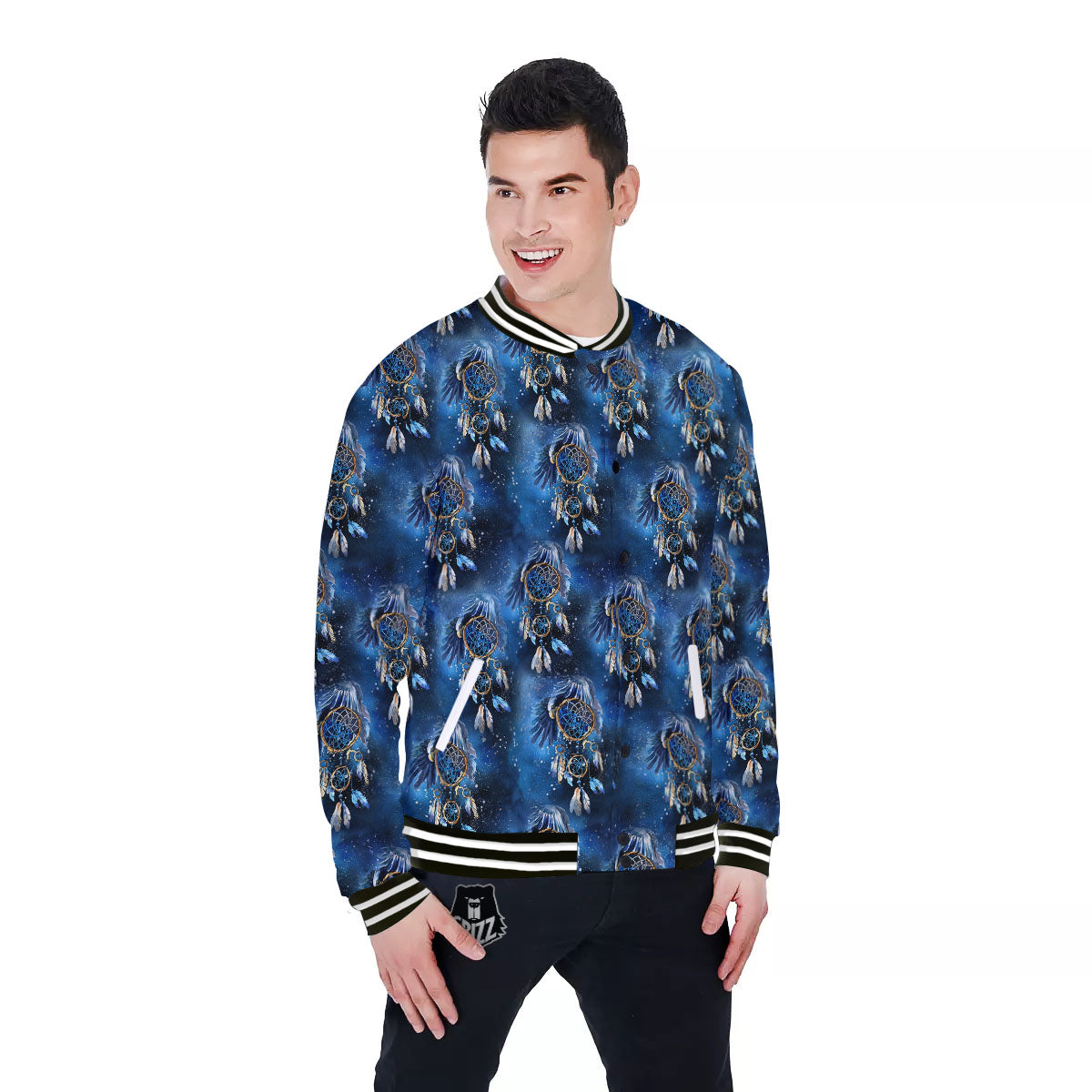 Dream Catcher Blue Galaxy Print Pattern Baseball Jacket-grizzshop