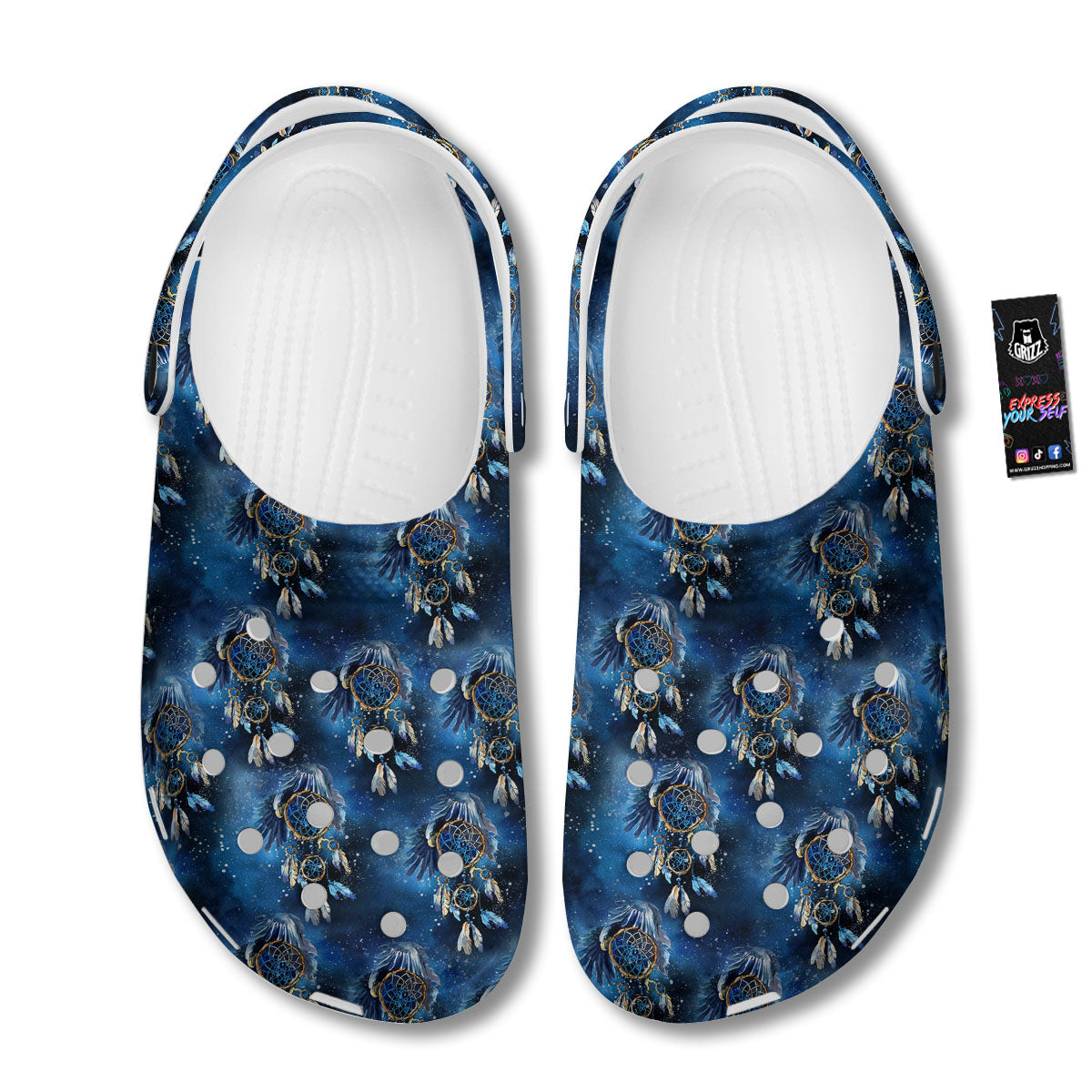 Dream Catcher Blue Galaxy Print Pattern Clog-grizzshop