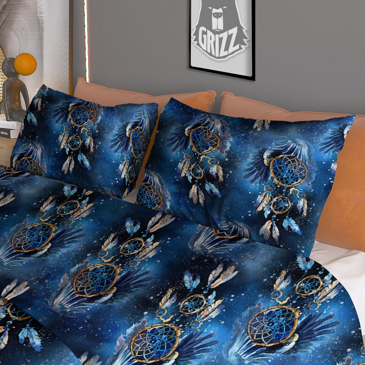 Fire Wings With Flaming Skull Print Duvet Cover Bedding Set