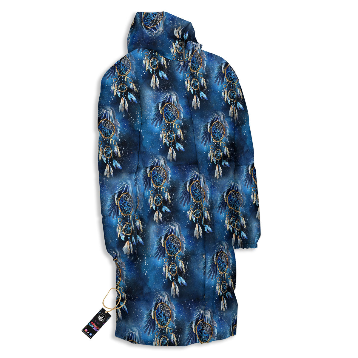 Dream Catcher Blue Galaxy Print Pattern Long Down Jacket