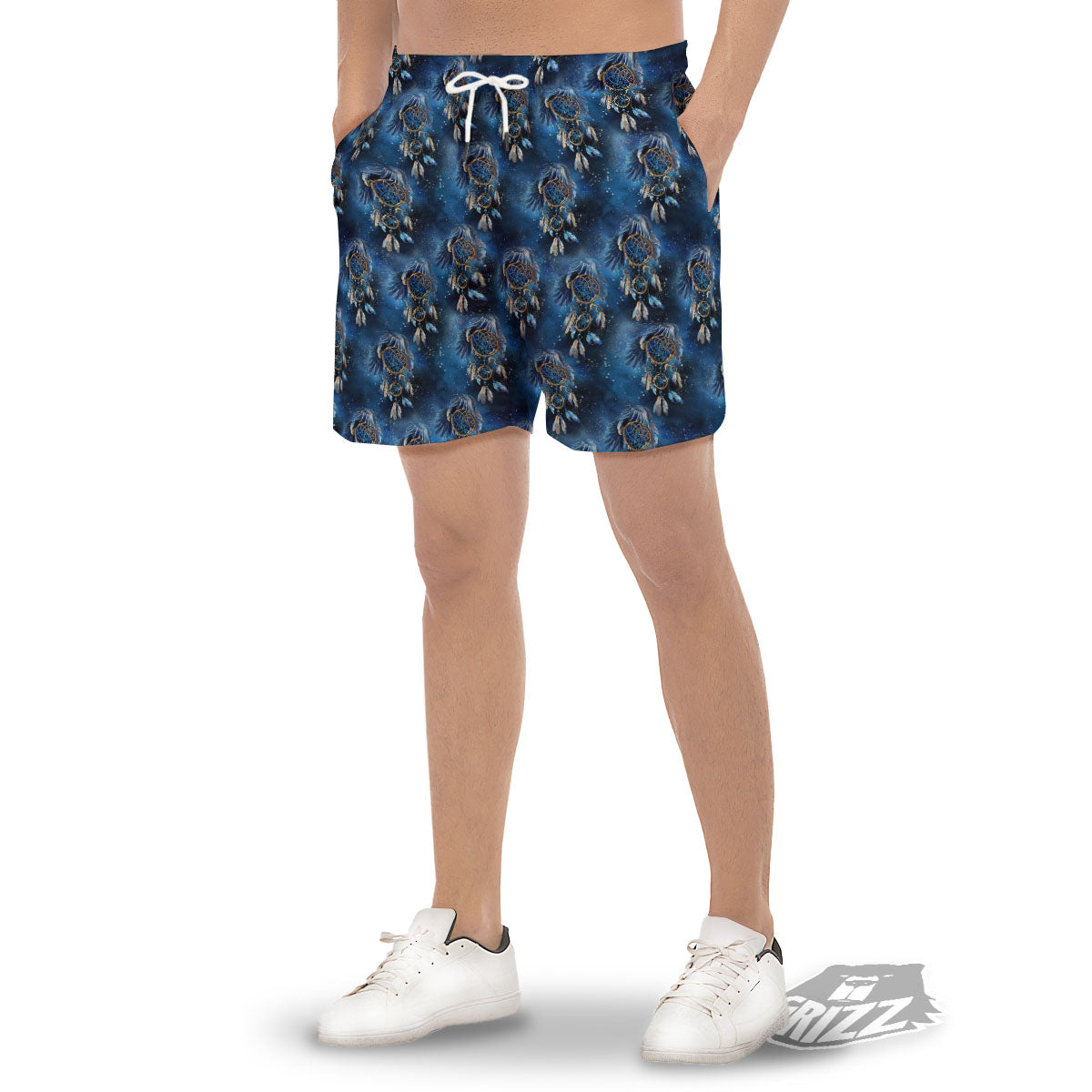 Dream Catcher Blue Galaxy Print Pattern Men's Gym Shorts-grizzshop