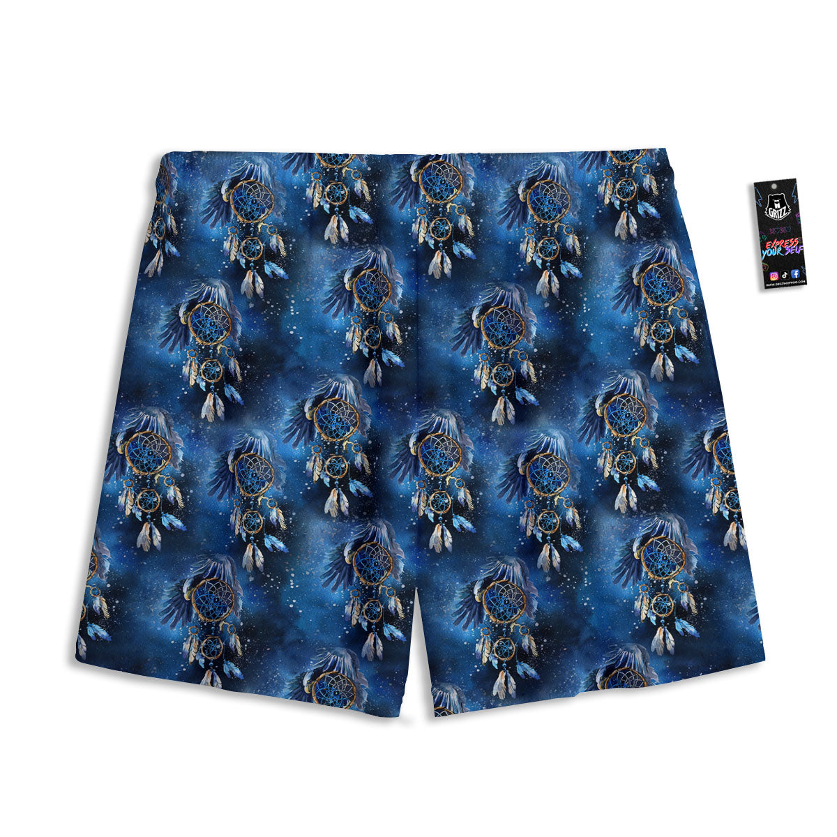 Fire Wings With Flaming Skull Print Mesh Shorts