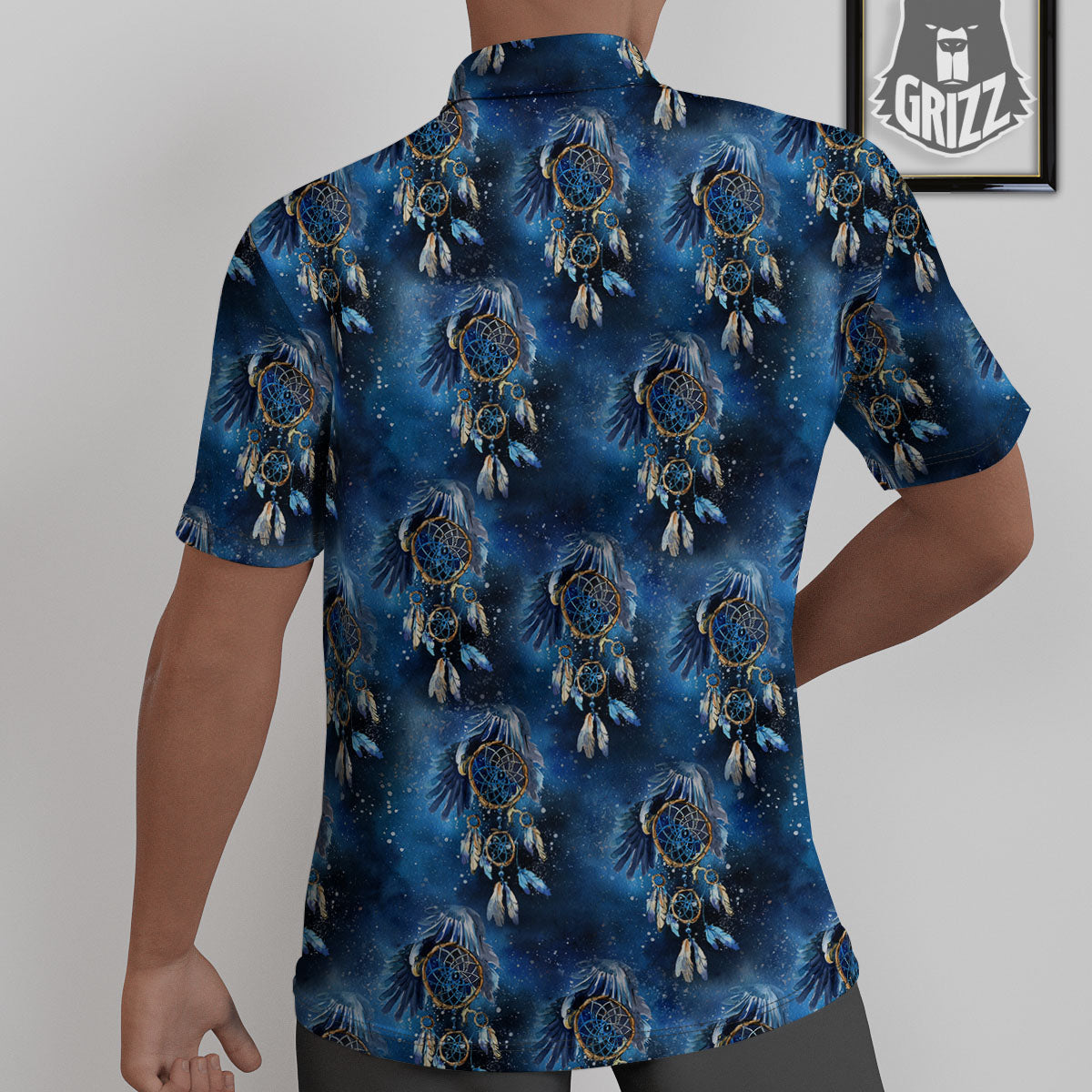 Dream Catcher Blue Galaxy Print Pattern Untucked Shirts-grizzshop