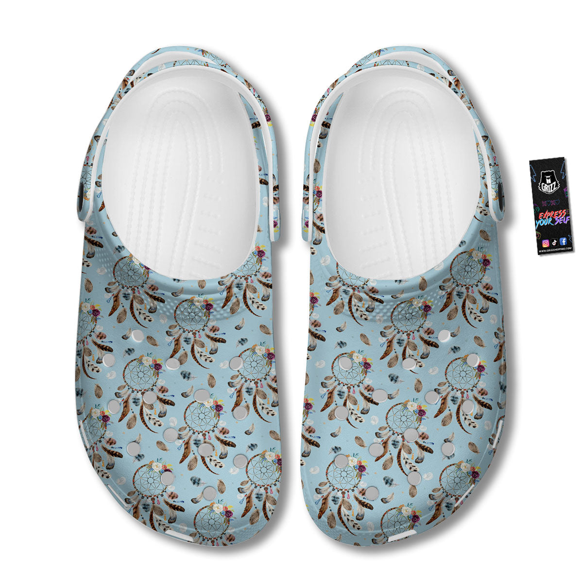 Dream Catcher Blue Indian Print Pattern Clog-grizzshop