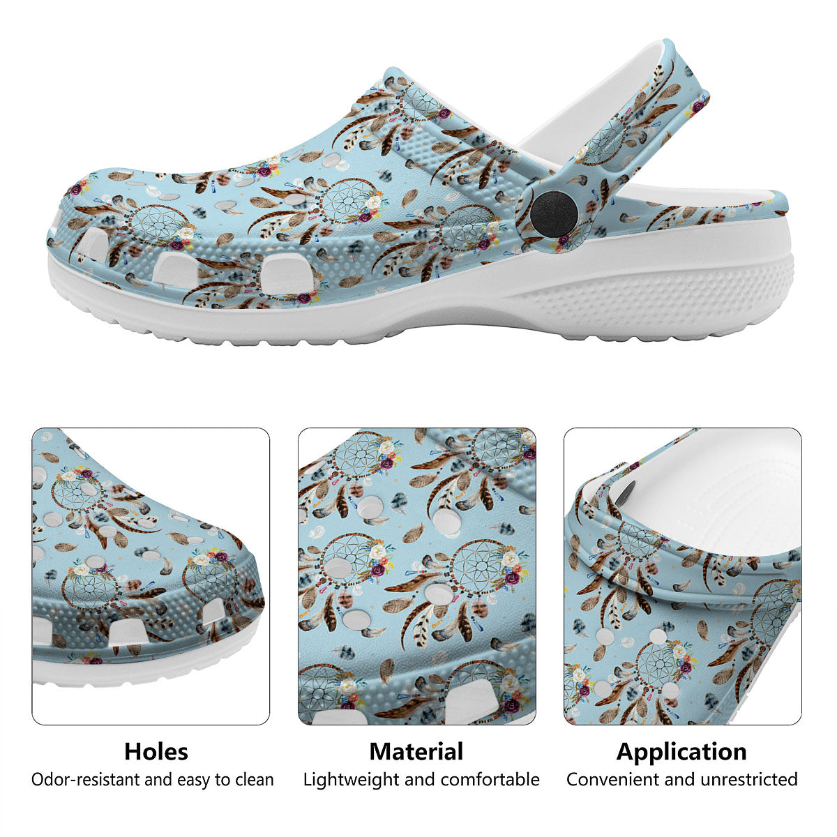 Dream Catcher Blue Indian Print Pattern Clog-grizzshop