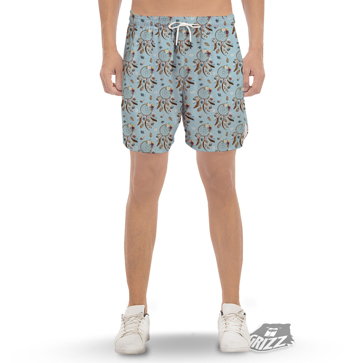 Dream Catcher Blue Indian Print Pattern Men's Gym Shorts-grizzshop