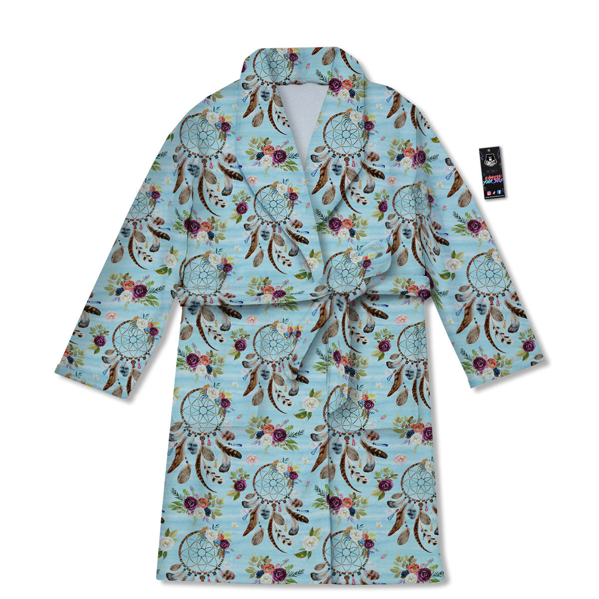 Dream Catcher Blue Native Print Pattern Bathrobe-grizzshop