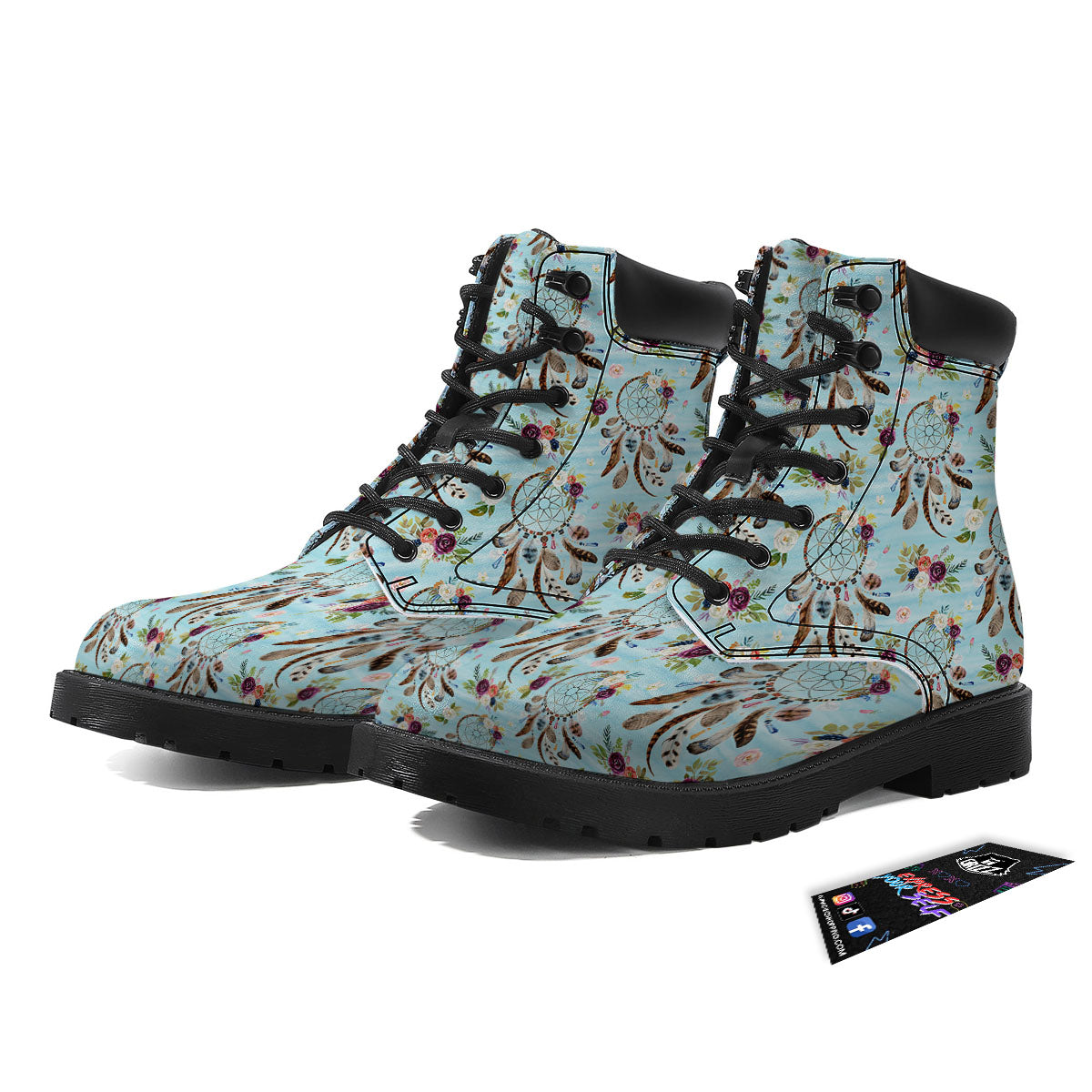 Dream Catcher Blue Native Print Pattern Boots-grizzshop