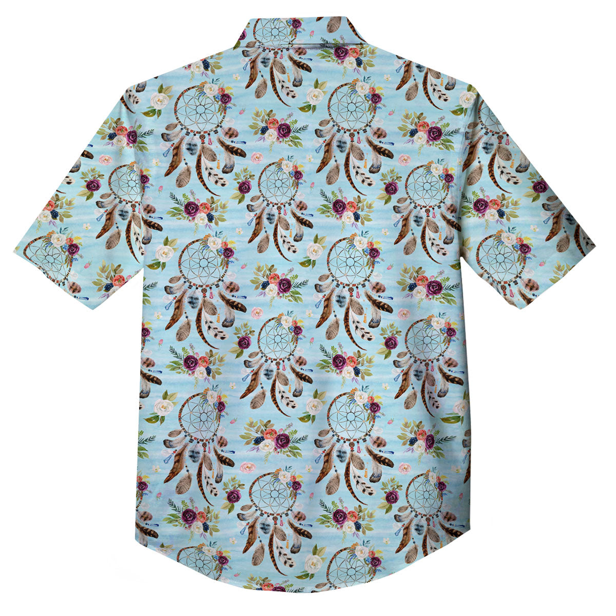 Dream Catcher Blue Native Print Pattern Button Up Shirt-grizzshop