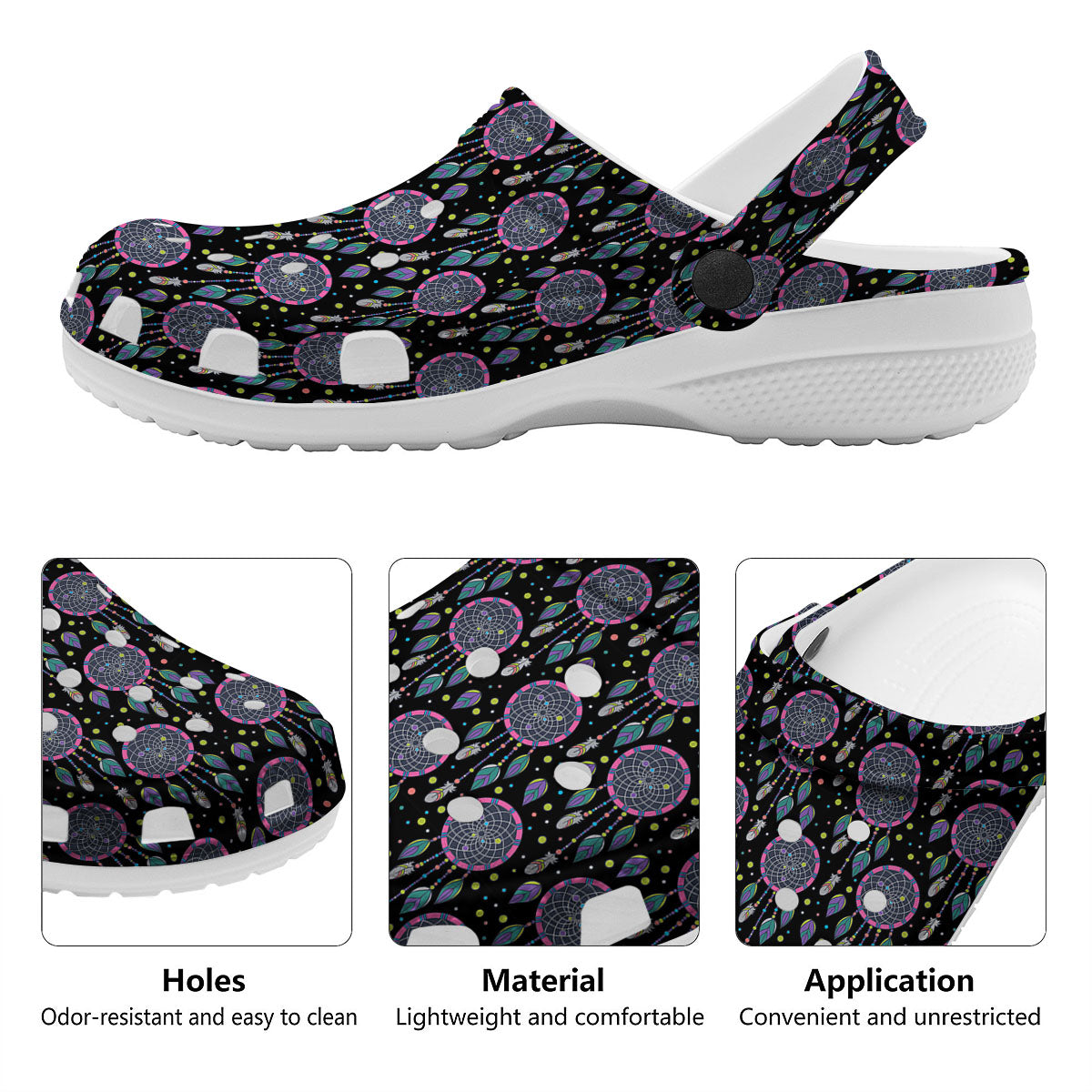 Dream Catcher Boho Print Pattern Clog-grizzshop