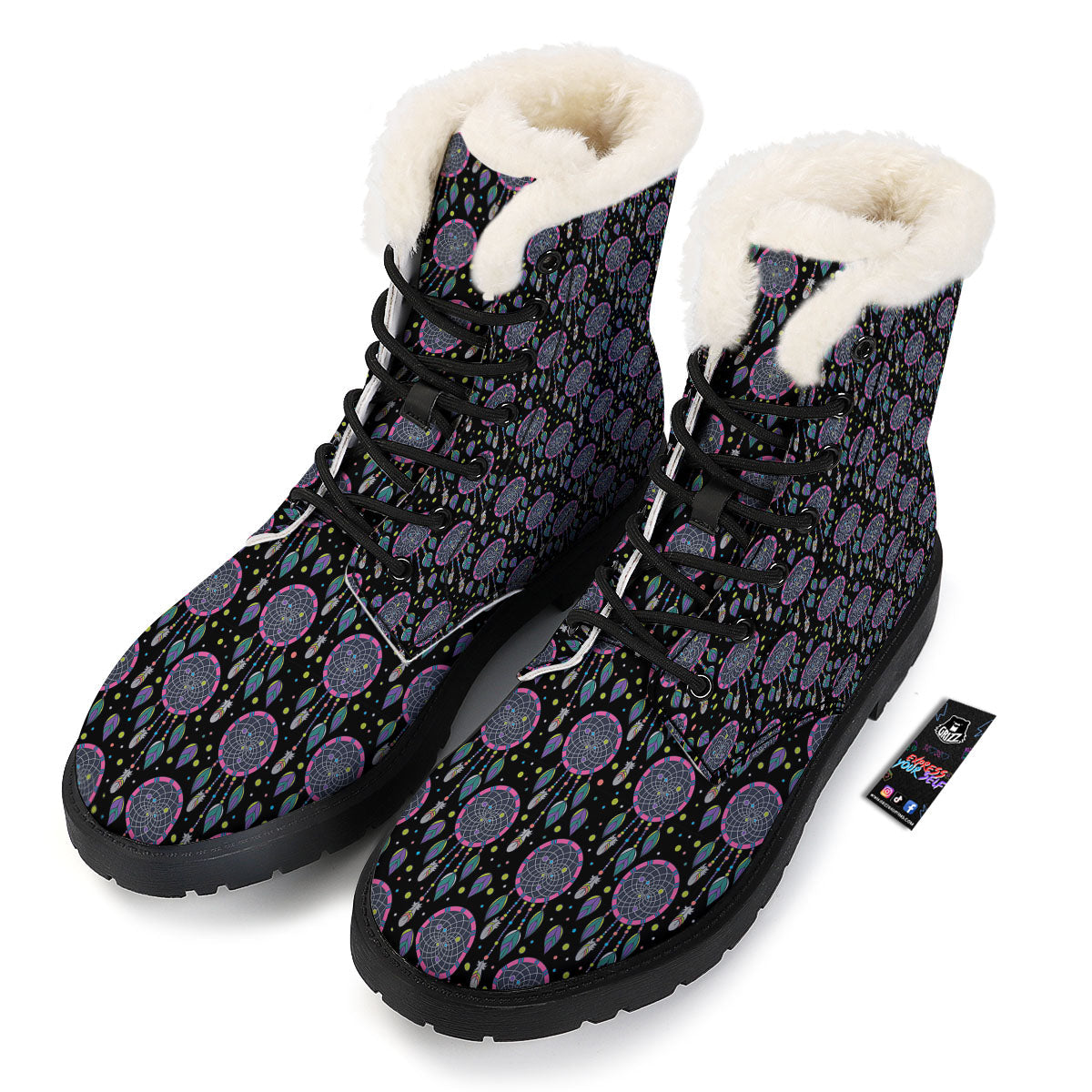 Dream Catcher Boho Print Pattern Winter Boots-grizzshop