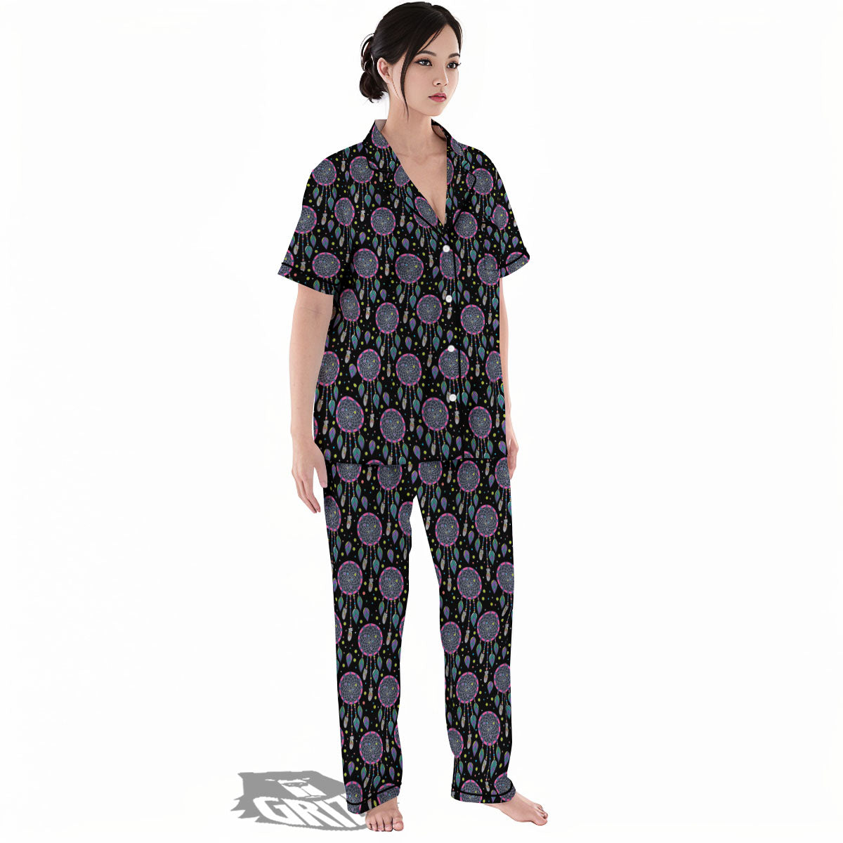 Dream Catcher Boho Print Pattern Women's Pajamas Set-grizzshop