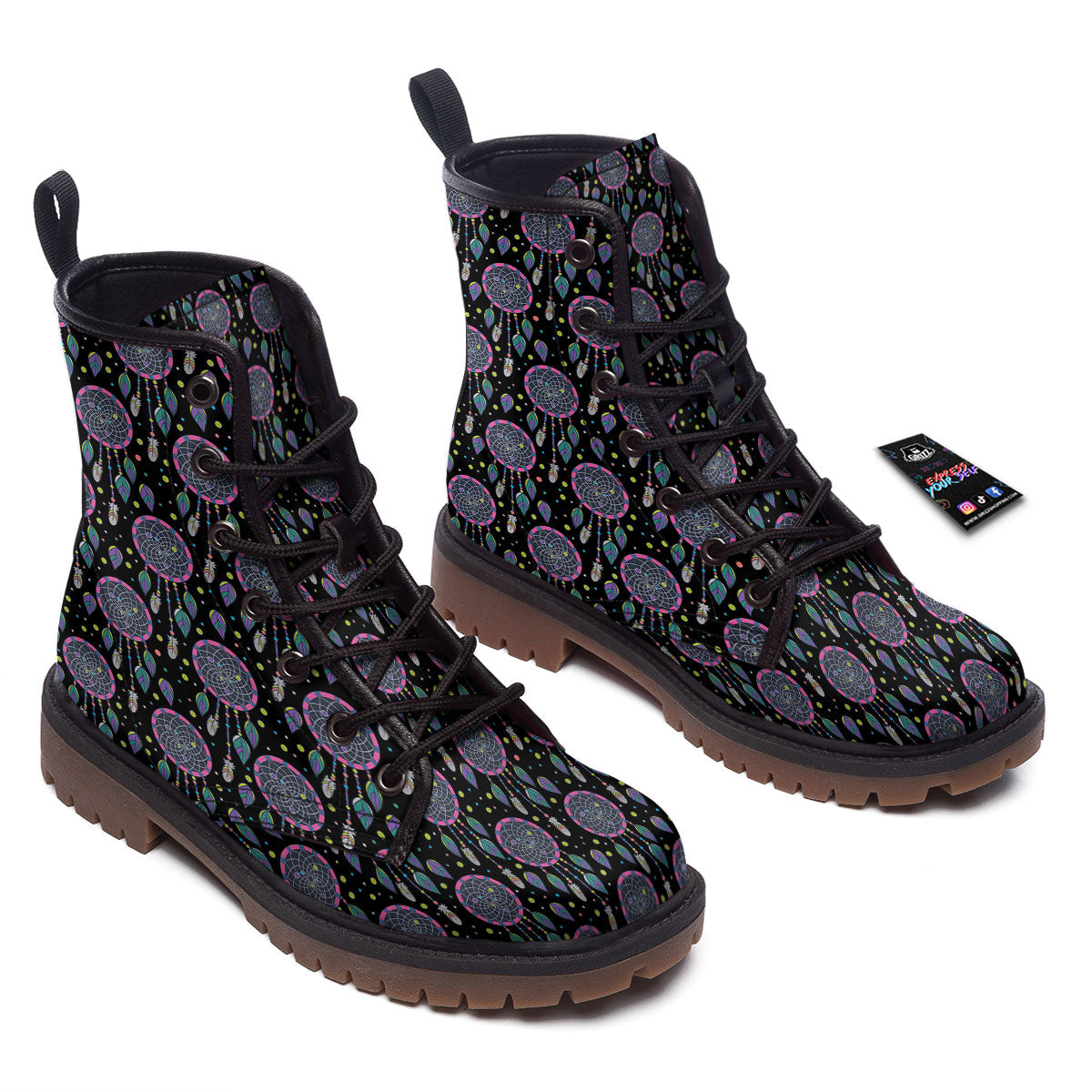 Dream Catcher Boho Print Pattern Work Boots-grizzshop