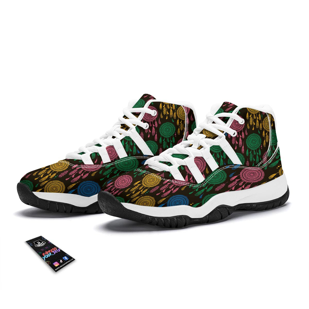 Dream Catcher Colorful Feather White Bball Shoes-grizzshop