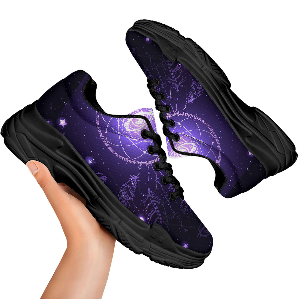 Dream Catcher Constellation Native Print Black Chunky Shoes-grizzshop