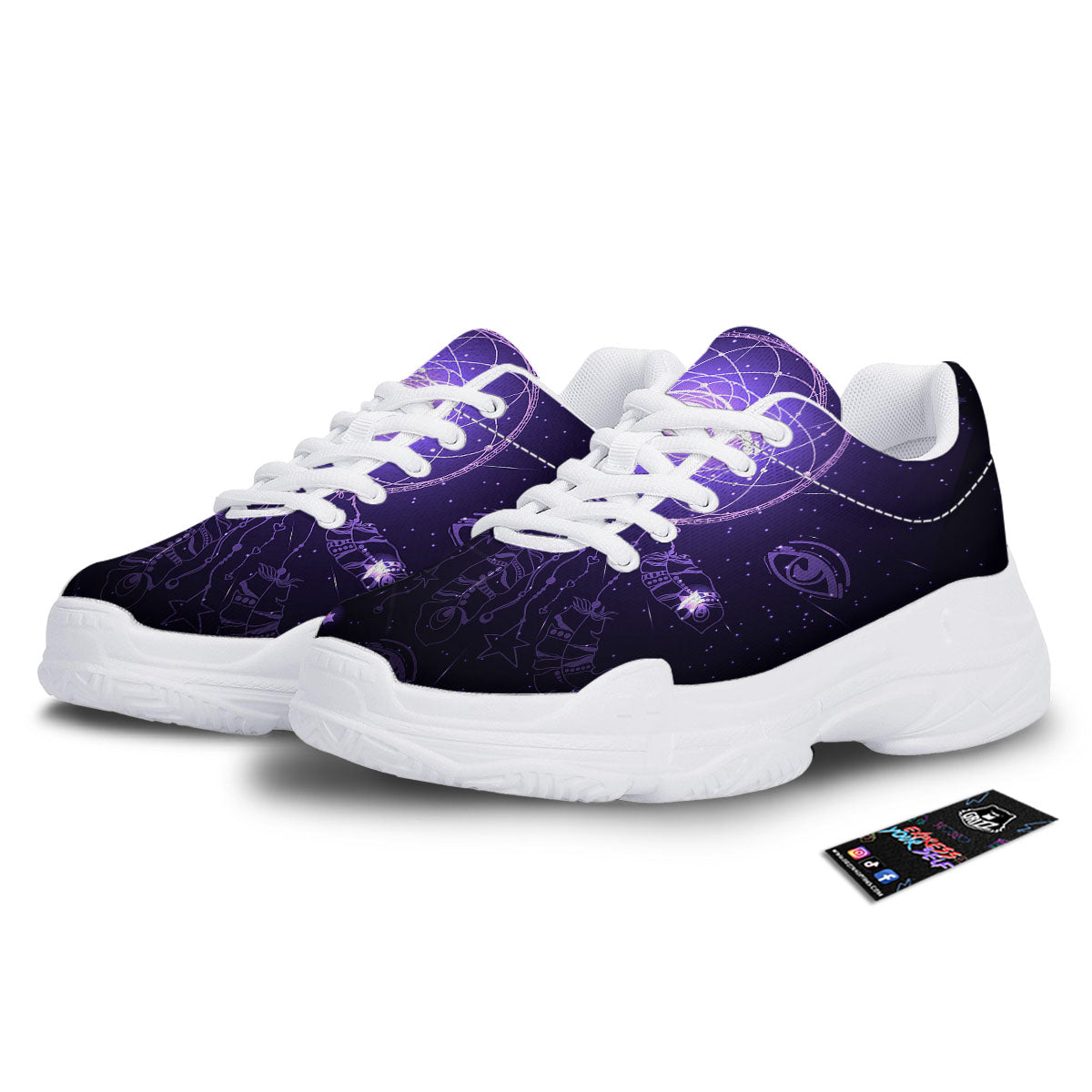 Dream Catcher Constellation Native Print White Chunky Shoes-grizzshop