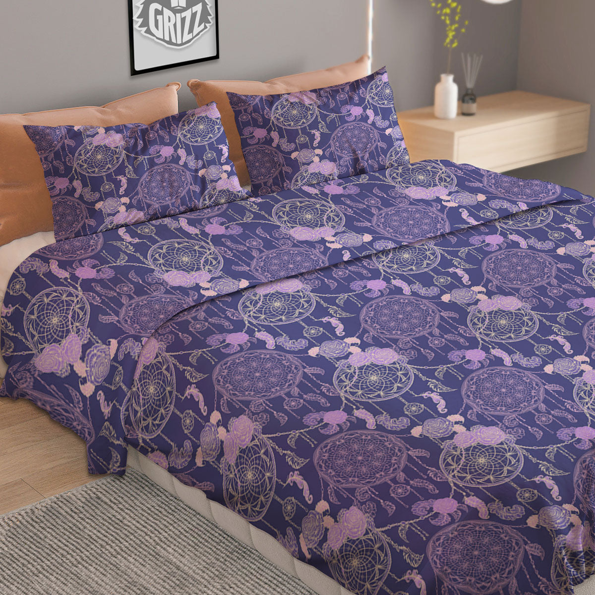 Dream Catcher Floral Print Pattern Duvet Cover Bedding Set