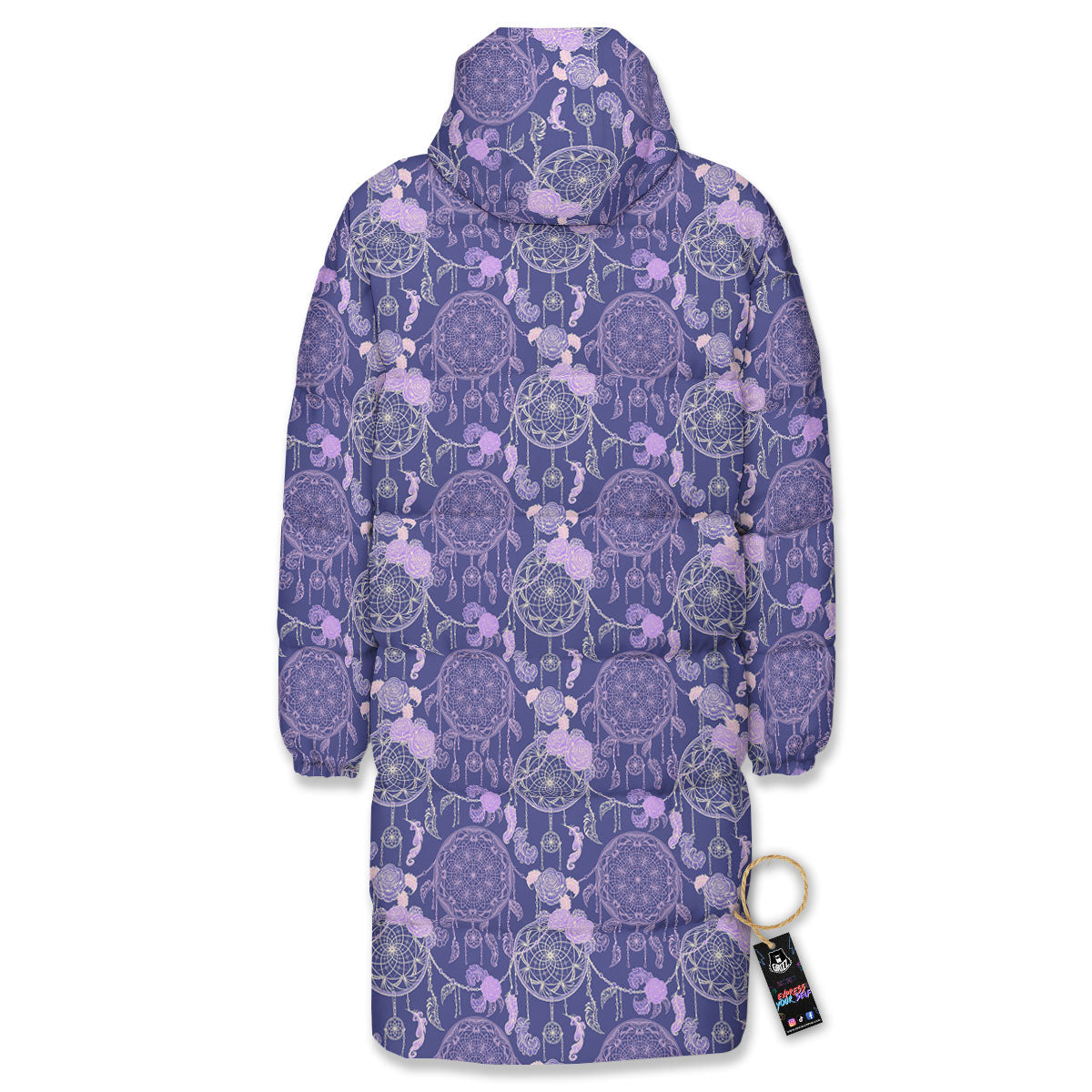 Dream Catcher Floral Print Pattern Long Down Jacket-grizzshop