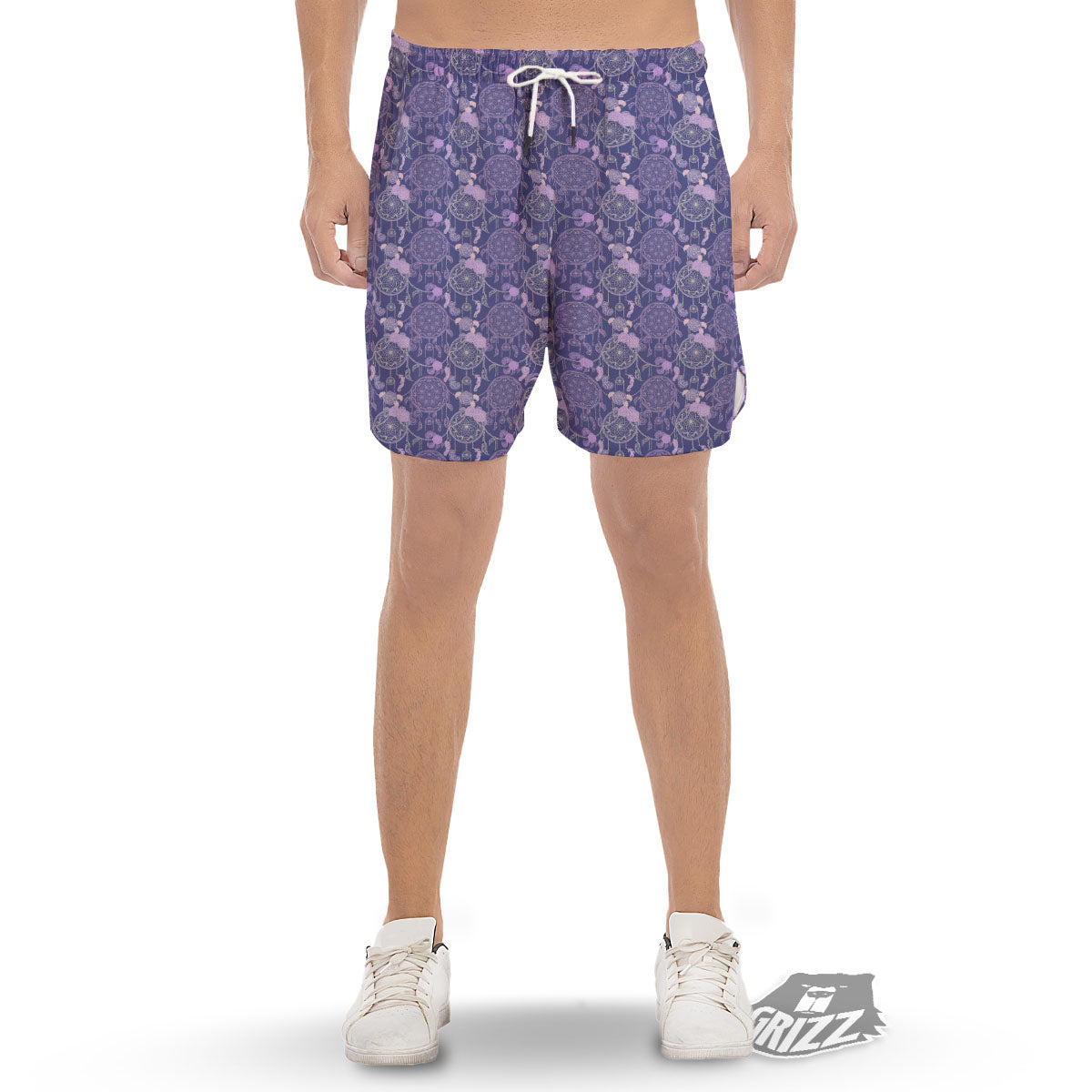 Dream Catcher Floral Print Pattern Men's Gym Shorts-grizzshop