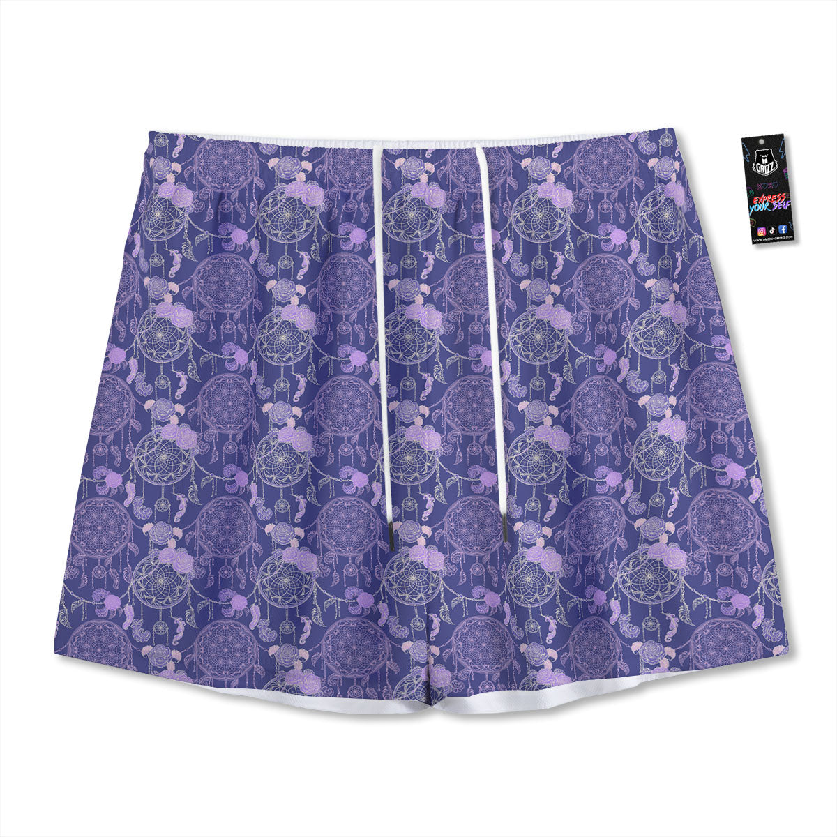 Dream Catcher Floral Print Pattern Mesh Shorts