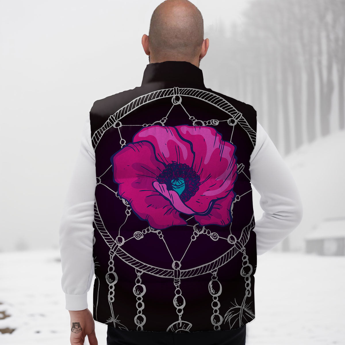 Dream Catcher Flower Bohemian Print Down Vest-grizzshop