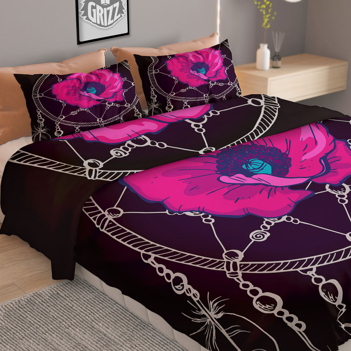 Dream Catcher Flower Bohemian Print Duvet Cover Bedding Set-grizzshop