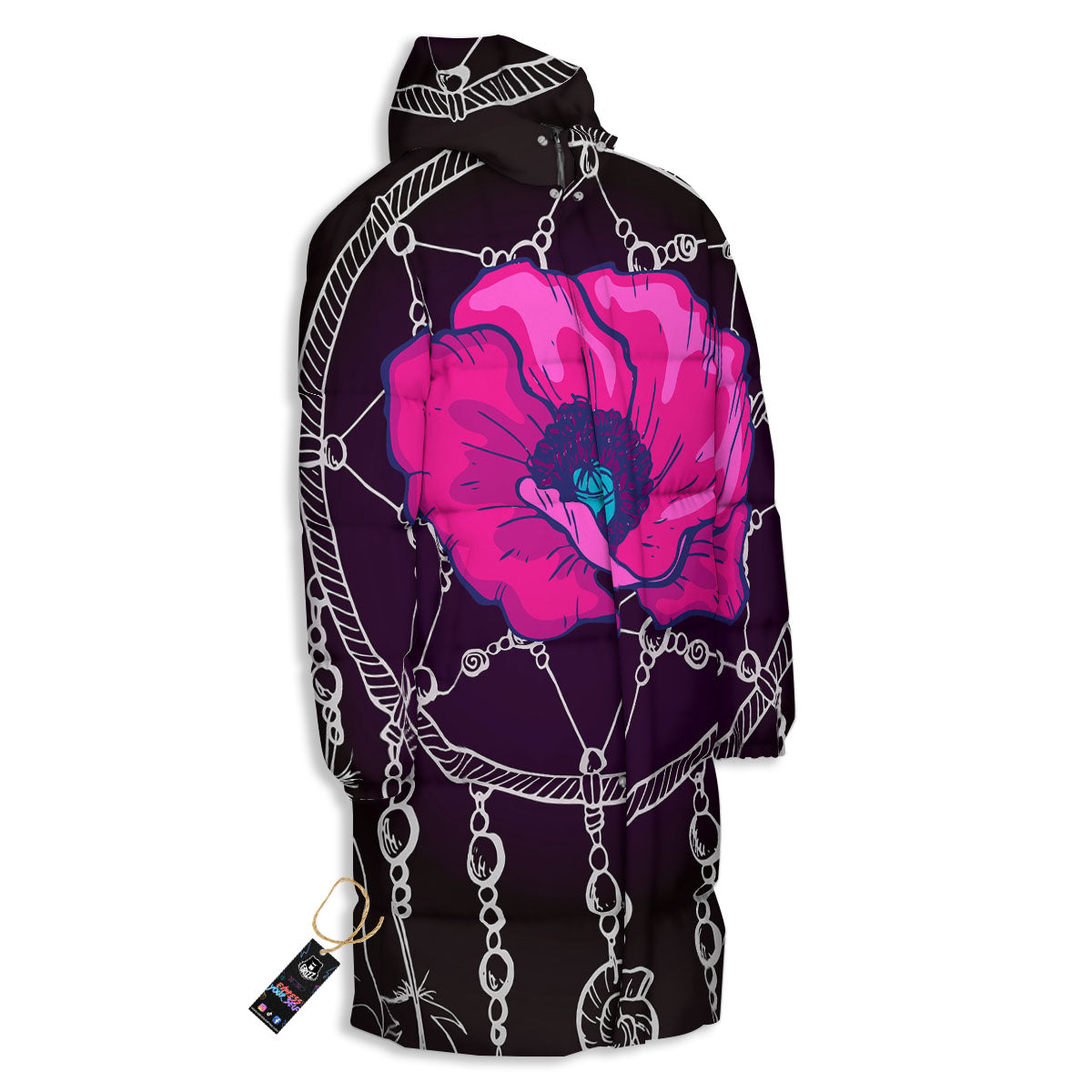 Dream Catcher Flower Bohemian Print Long Down Jacket-grizzshop