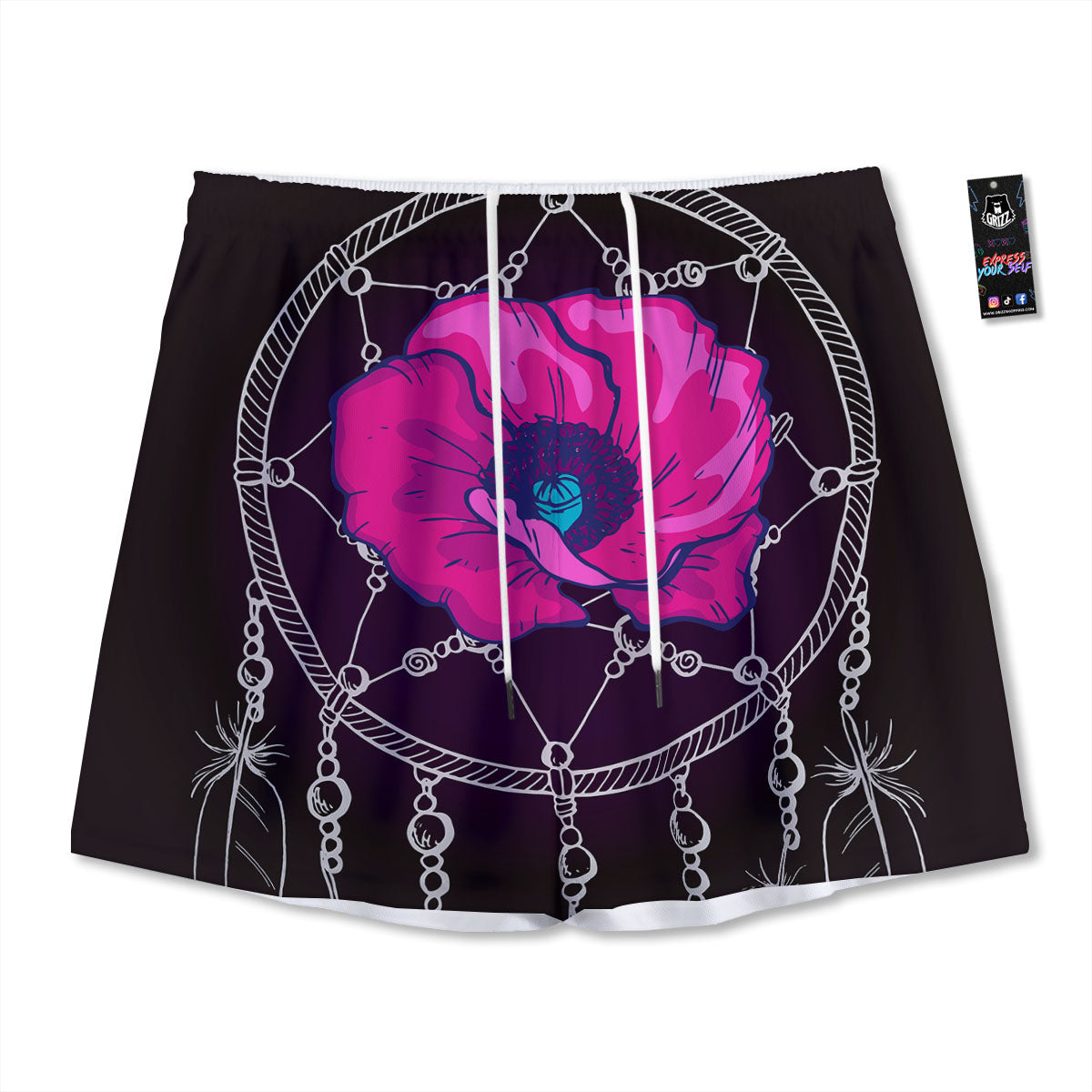 Dream Catcher Flower Bohemian Print Mesh Shorts