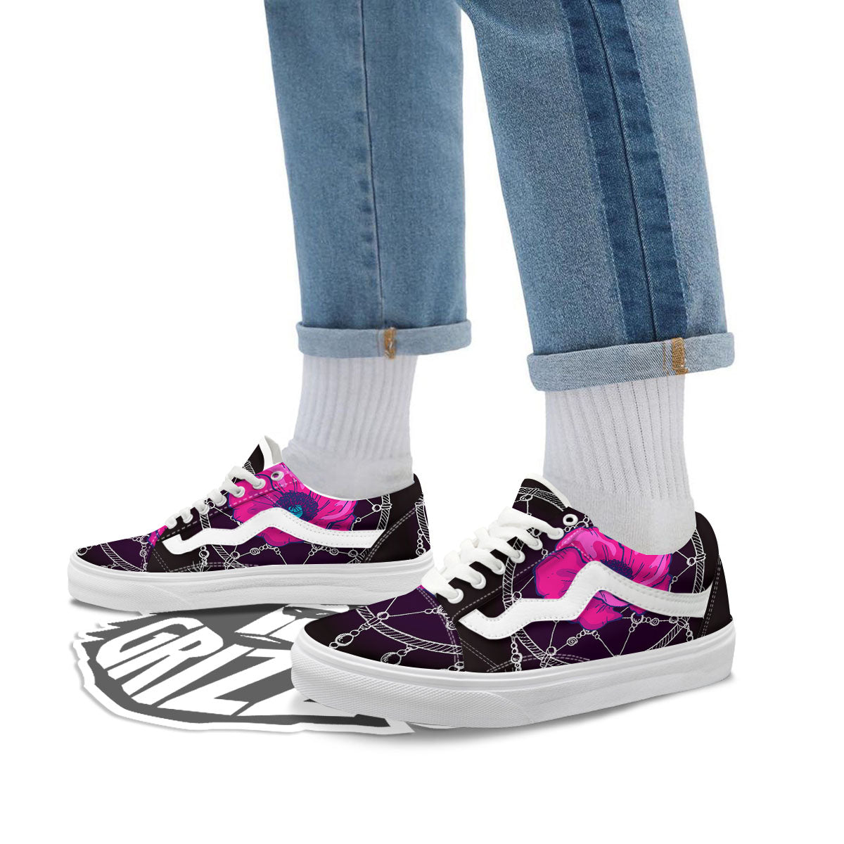 Dream Catcher Flower Bohemian Print Skate Shoes-grizzshop
